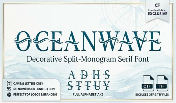 Ocean Wave Monogram: A Decorative Typeface for Makers